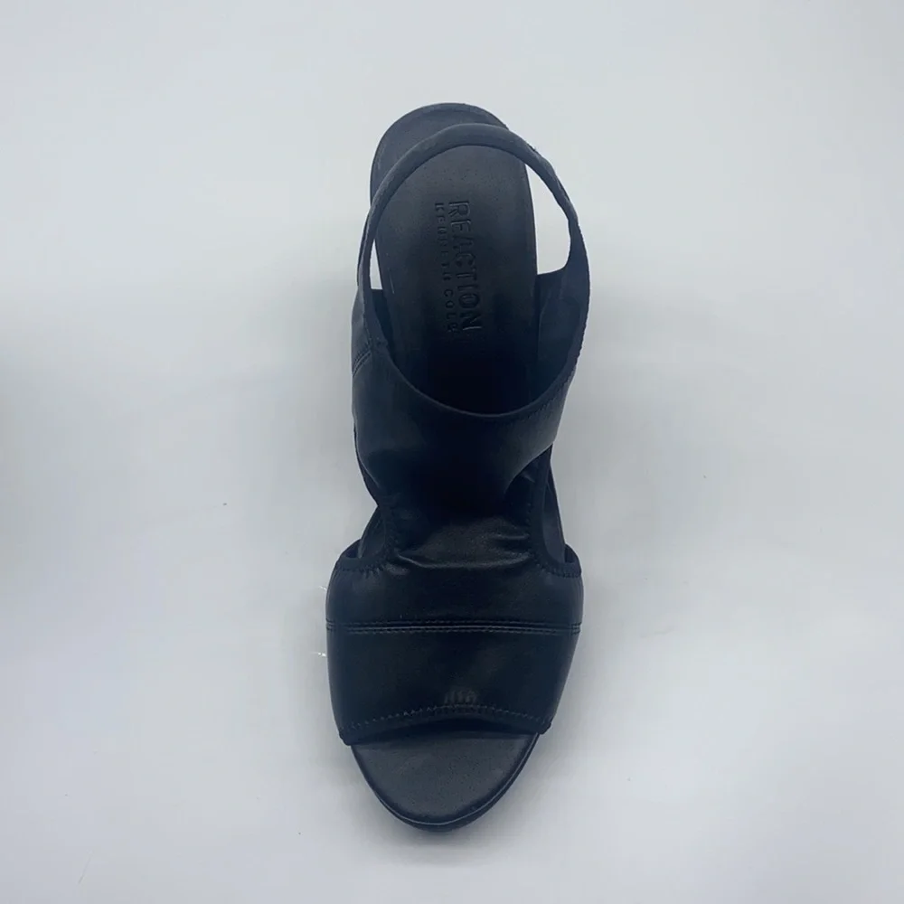 Kennith Cole Reaction - Monkey Business Black Leather Platform Wedge Size 8.5